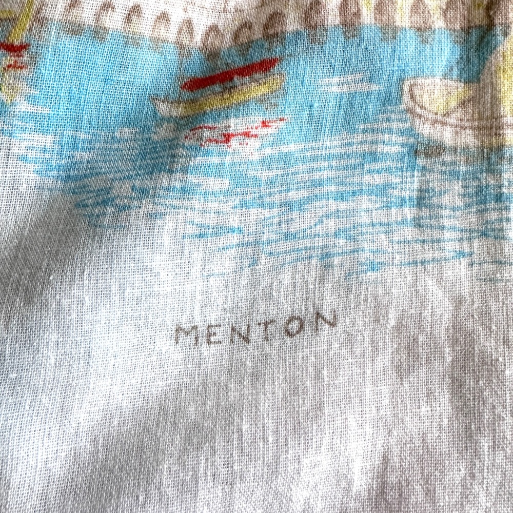 Calypso St Barth L Linen Postcard Print Shirt Dress Monaco Menton Nice Roll Tab - Picture 10 of 16